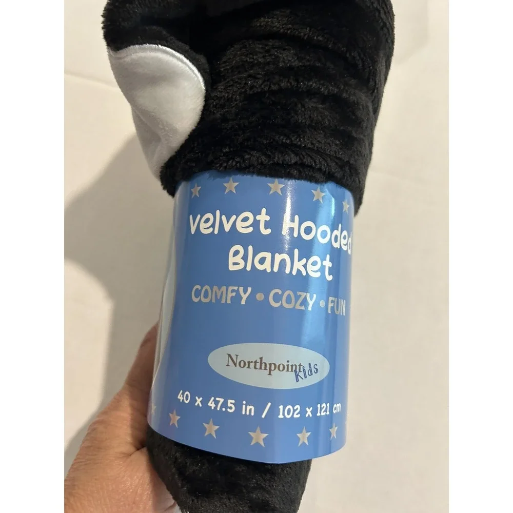 Penguin Velvet Hooded Blanket New New Kids Plush Birthday Christmas‎ 40 X 47.5